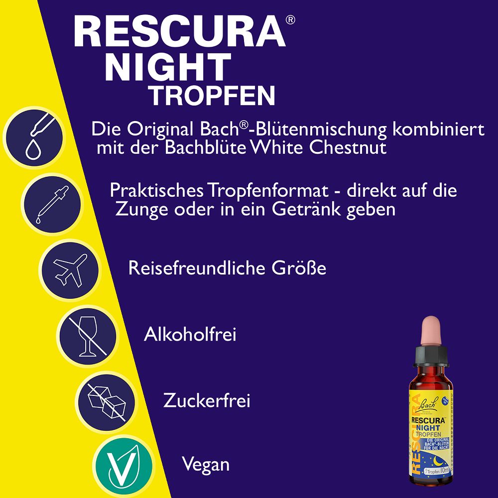 Bachblüten RESCURA NIGHT Tropfen alkoholfrei 10 ml Tropfen
