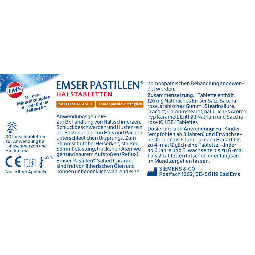 EMSER PASTILLEN SALTED CARAMEL 30 St Lutschpastillen