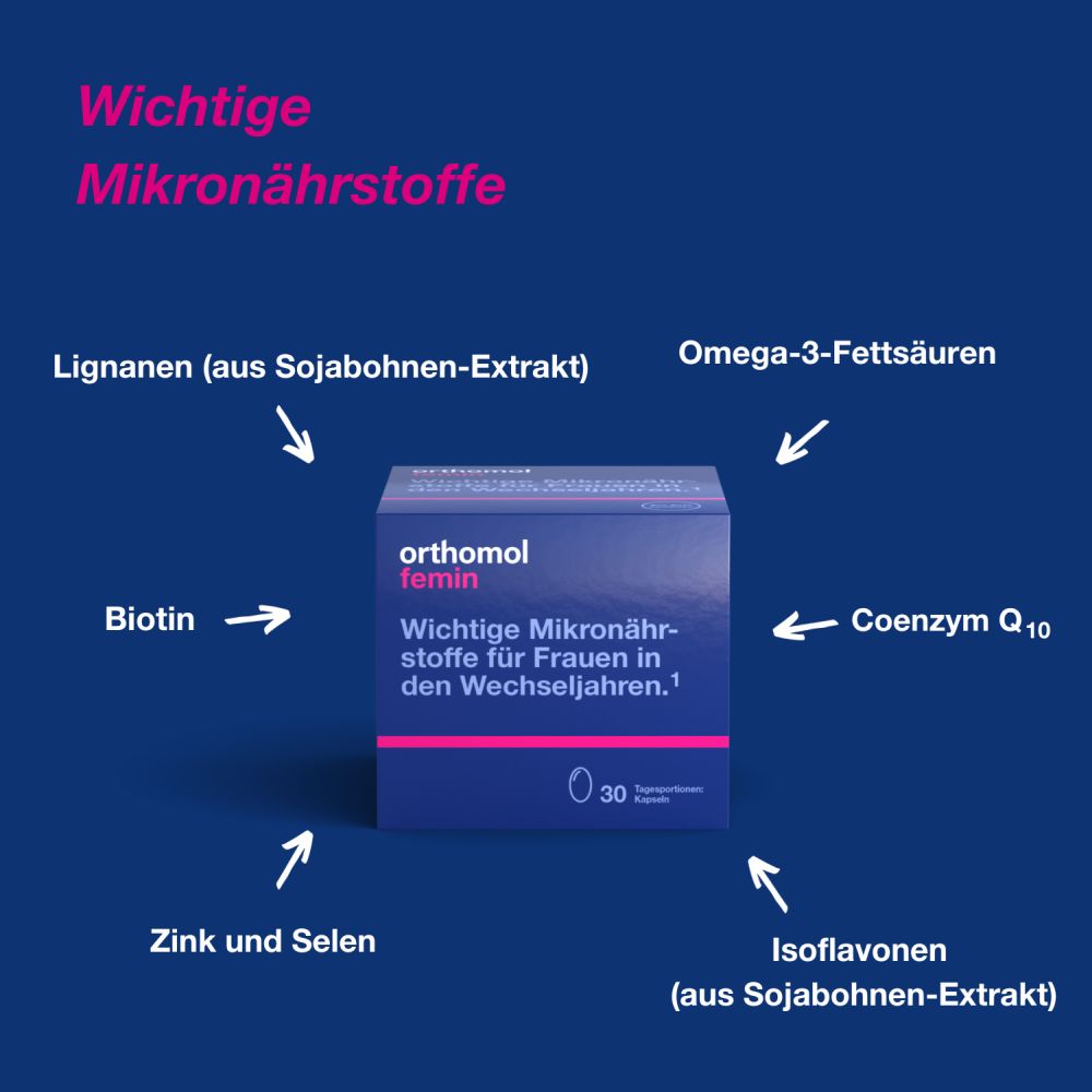 orthomol femin - Mikronährstoffe mit Biotin, Selen, Zink, Nachtkerzenöl, Coenzym Q10 - Kapseln