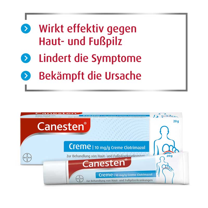Canesten gegen Pilzerkrankungen an Haut & Füßen 20 g Creme