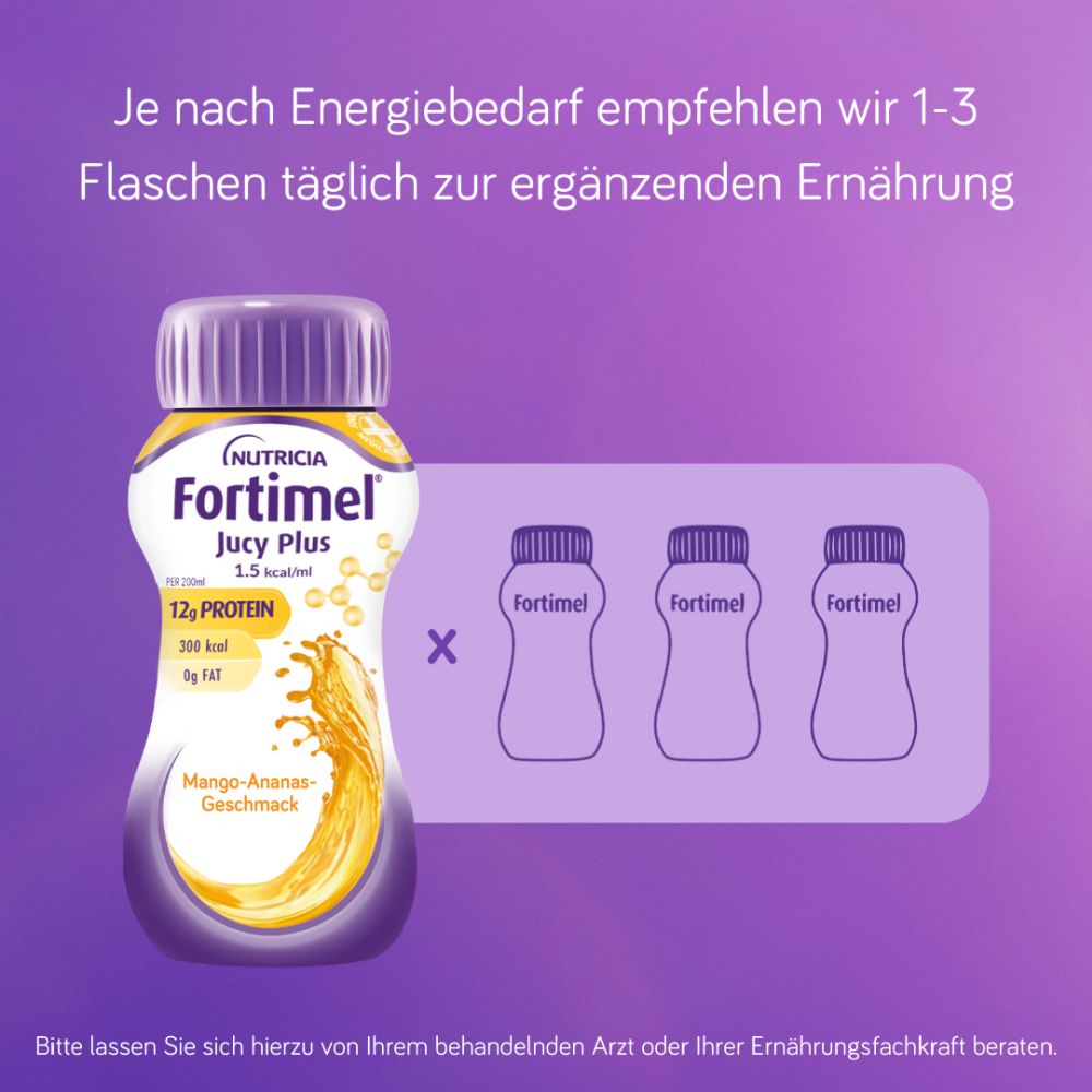 Fortimel Jucy Plus Mango-Ananas-Geschmack 4X200 ml Flüssigkeit