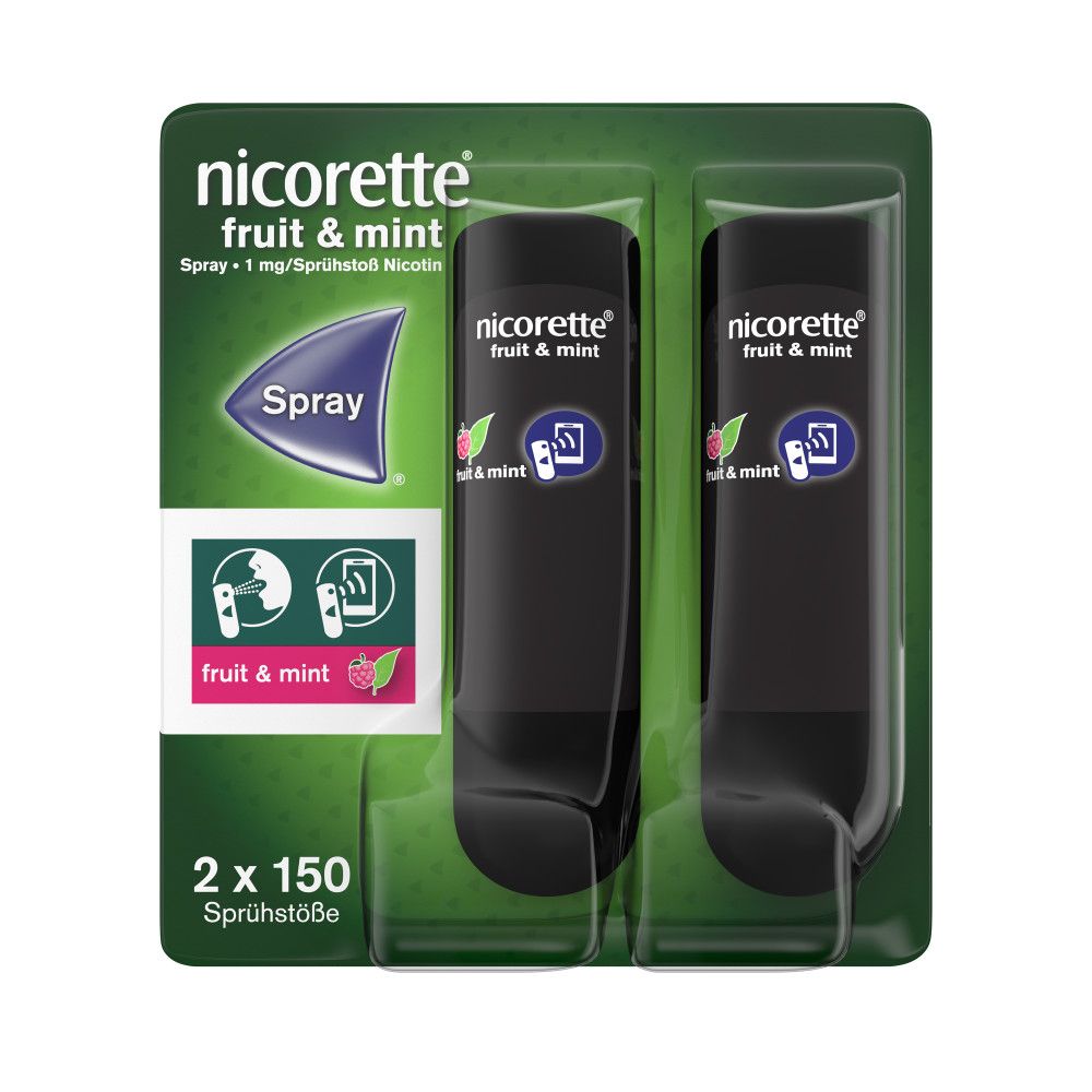 nicorette fruit & mint Spray mit Nikotin, Verbindung mit Tracking-App mögl.
