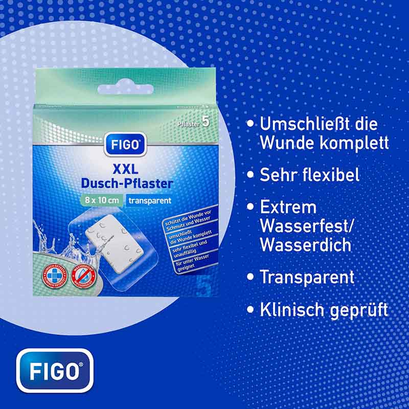 FIGO XXL Dusch-Pflaster transparent 8 x 10 cm 5 St 5 St Pflaster