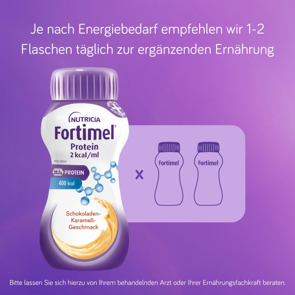 Fortimel Protein 2 kcal/ml Schokoladen-Karamell-Geschmack 32X200 ml Flüssigkeit