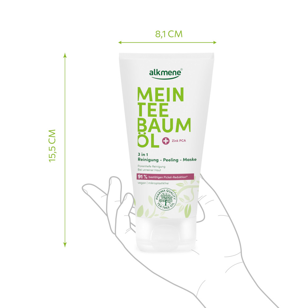alkmene MEIN TEEBAUMÖL 3 in 1 Reinigung - Peeling - Maske 150 ml Tube