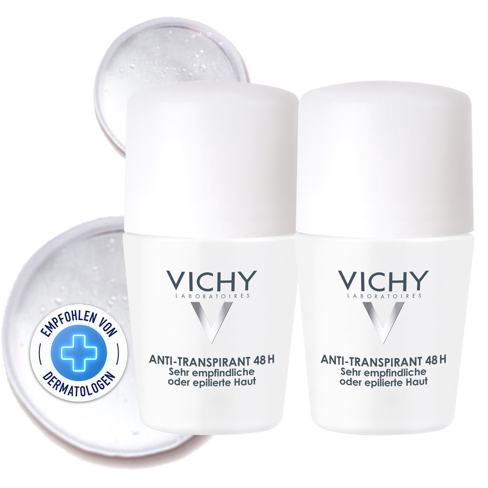 VICHY DEO Roll-On Sensitiv 48h Doppelpackung 2X50 ml Stifte