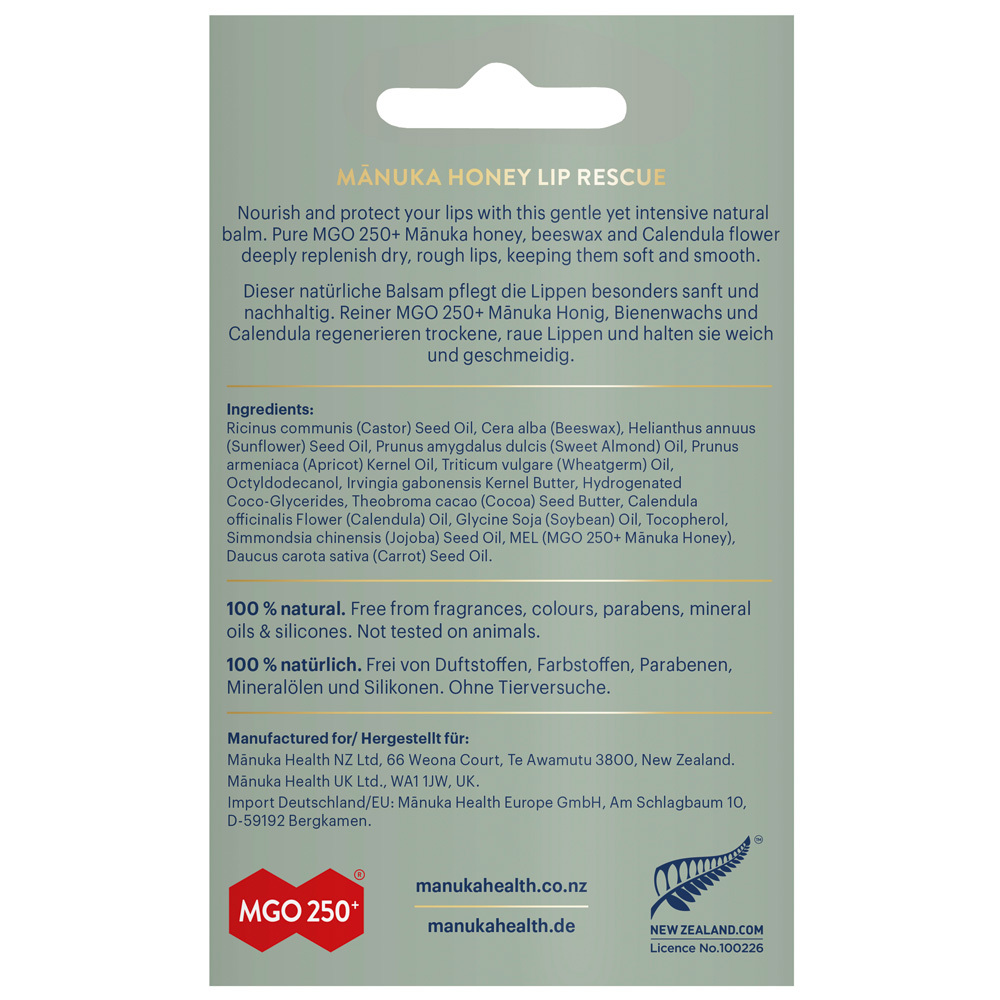 Manuka Health 100% NATÜRLICHER MANUKA HONIG LIPPENBALSAM  4.5 g Balsam