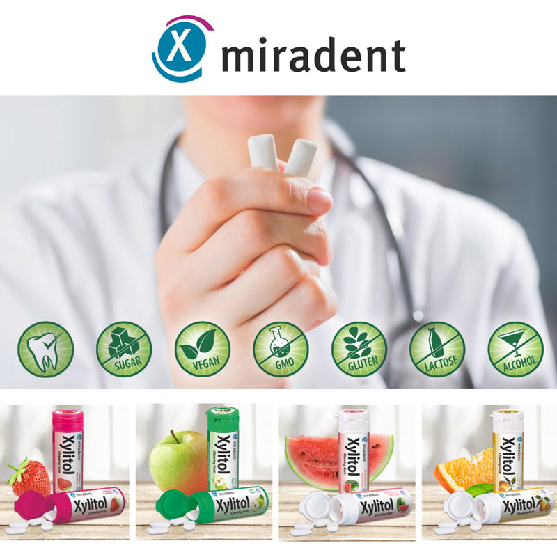 miradent Xylitol Chewing Gum Wassermelone 30 St Kaugummi