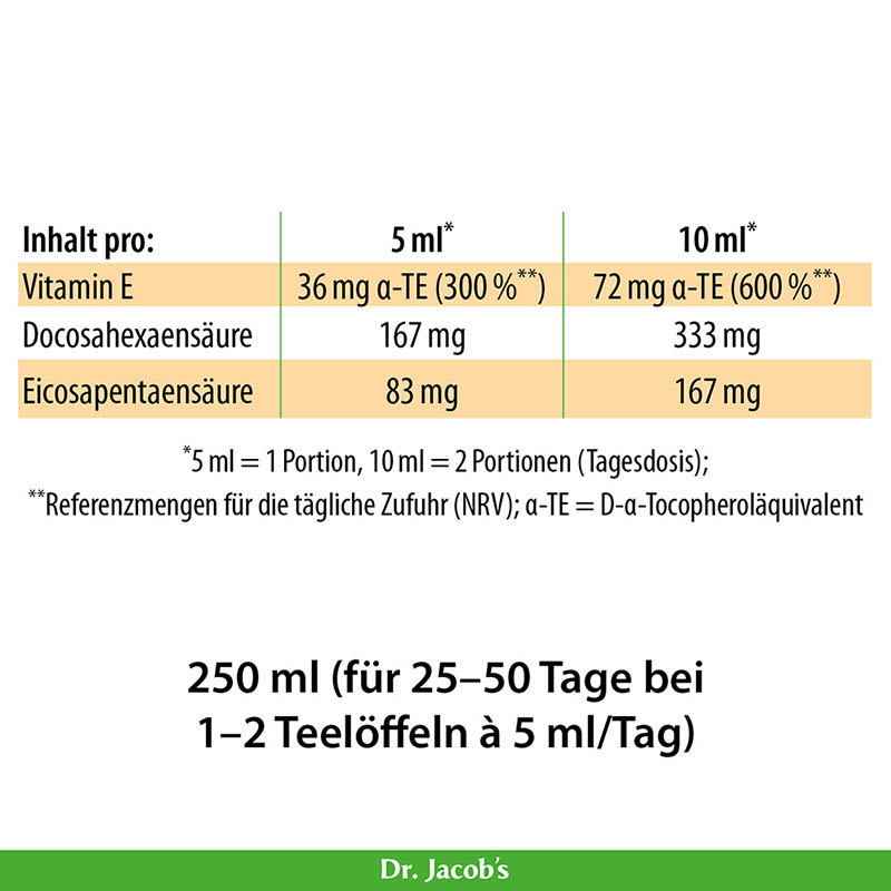 DHA + EPA vegan TocoProtect 250 ml Algenöl Olivenöl Omega-3