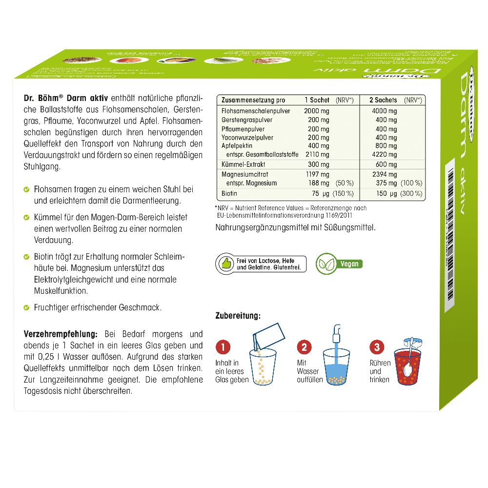Dr. Böhm Darm aktiv Ballaststoff-Getränk 20X6.3 g Pulver
