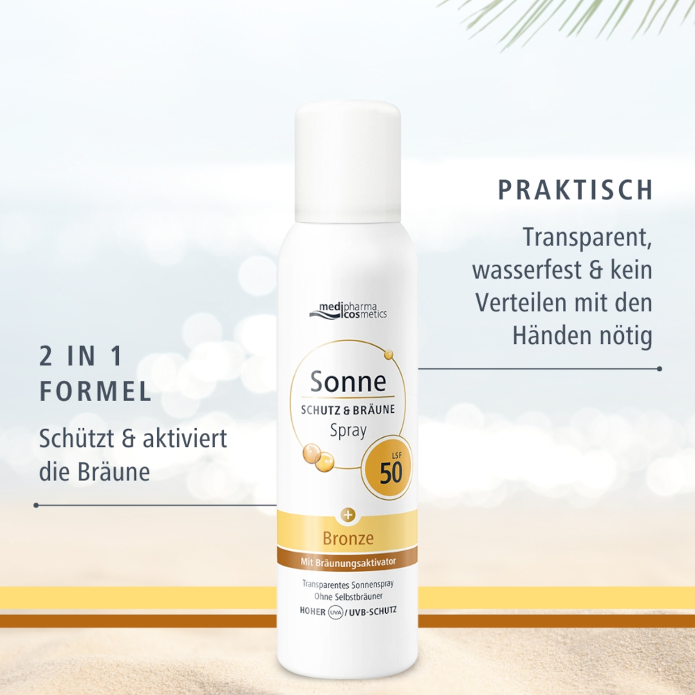 medipharma cosmetics Sonne SCHUTZ & BRÄUNE Bronze LSF 50 Aerosol-Spray 150 ml Spray