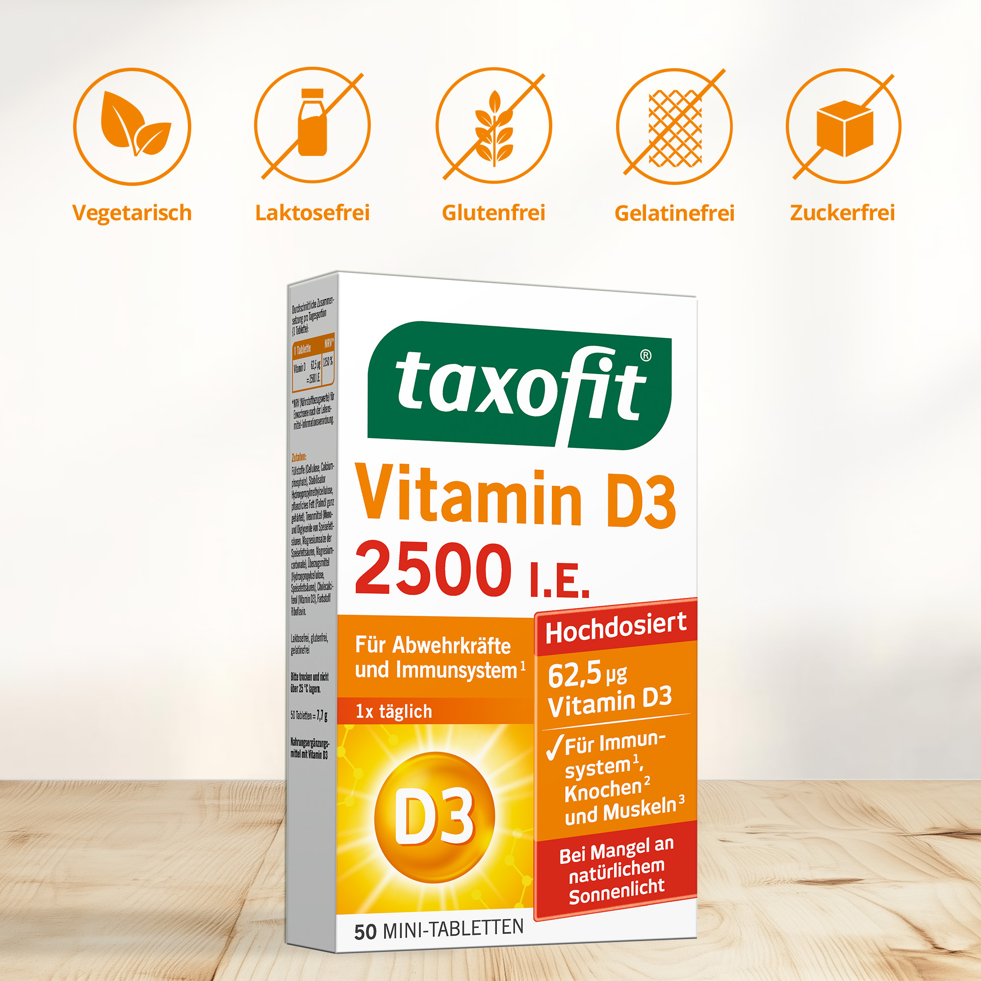 taxofit VITAMIN D3 2500 I.E. 50 St Tabletten