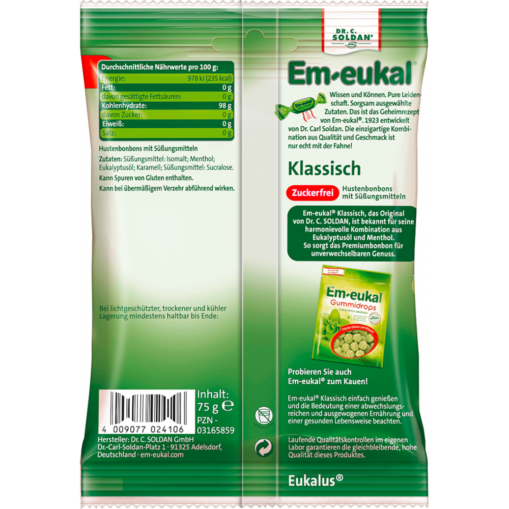 Em-eukal Klassisch zuckerfrei 75 g Bonbons