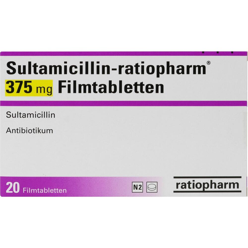 SULTAMICILLIN ratiopharm 375 mg Filmtabletten 20 St Filmtabletten
