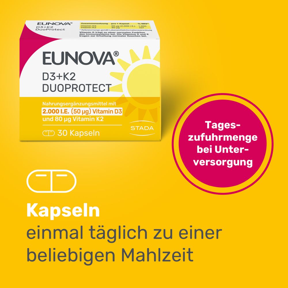 EUNOVA DuoProtect D3+K2 2000 I.E. 30 St Kapseln