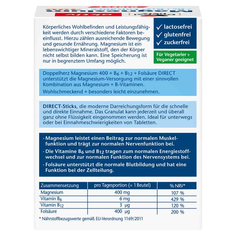 Doppelherz aktiv Magnesium 400 + B-Vitamine DIRECT  40 St Pellets