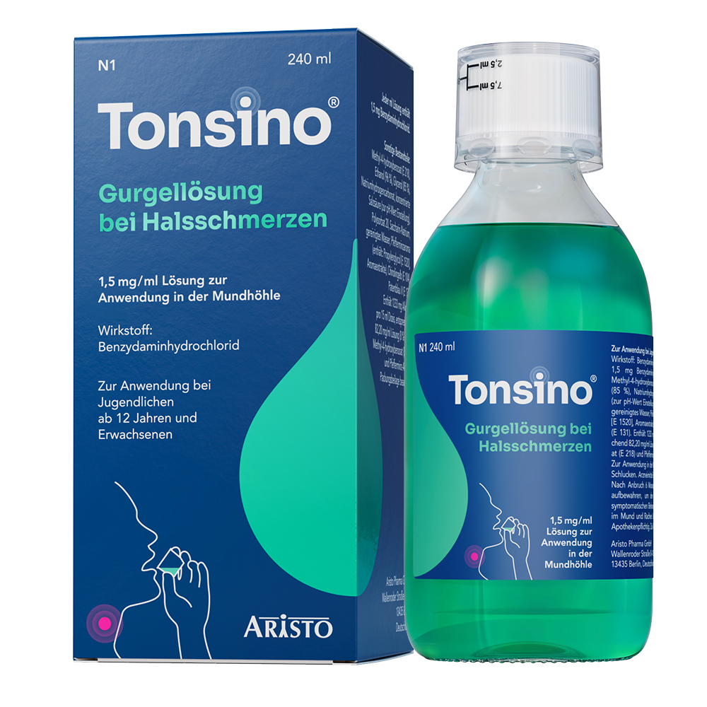 Tonsino Gurgellösung bei Halsschmerzen 240 ml Lösung