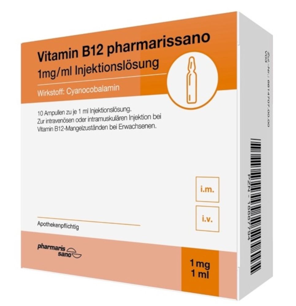 Vitamin B12 pharmarissano 1 mg/ml Injektionslös. 10X1 ml Injektionslösung