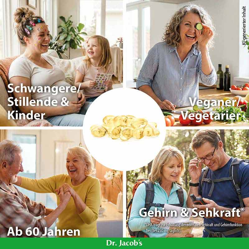Dr. Jacobs DHA Algenöl vegane Omega-3-Fettsäure  60 St Kapseln