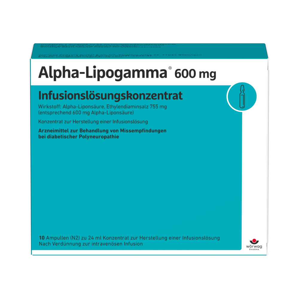 Alpha-Lipogamma 600mg Infusionslösungskonzentrat 10X24 ml Infusionslösungskonzentrat