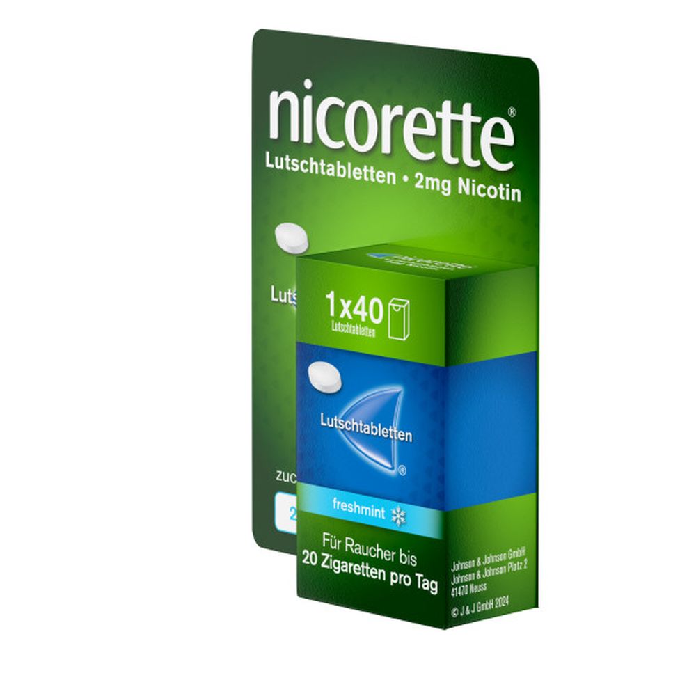 nicorette Lutschtablette freshmint 2 mg Nikotin zur Raucherentwöhnung 40 St Lutschtabletten