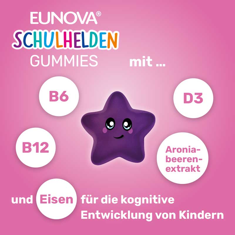 : EUNOVA Schulhelden Gummies: Multivitamine für Kinder & die ganze Familie 60 St Bonbons