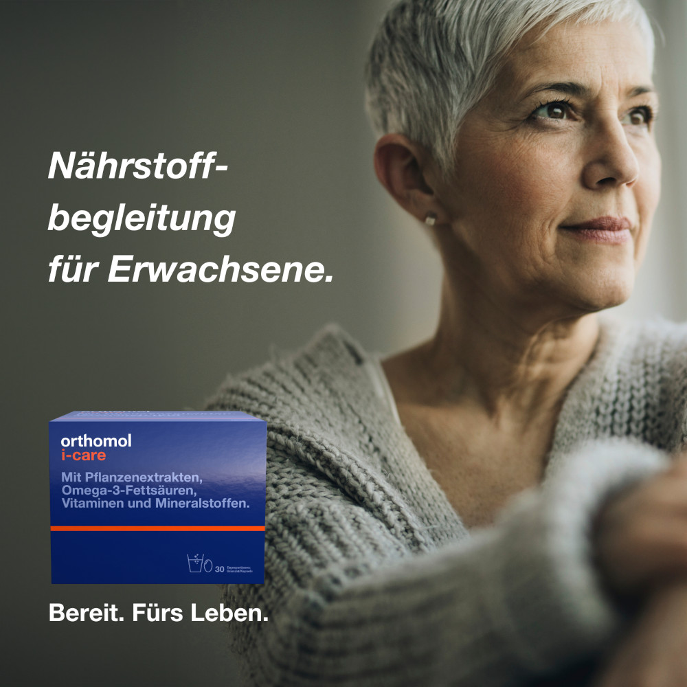 orthomol i-care - Mikronährstoffbegleitung für Erwachsene - Vitamine, Mineralstoffe und Omega-3-Fettsäuren - Granulat/Kapseln