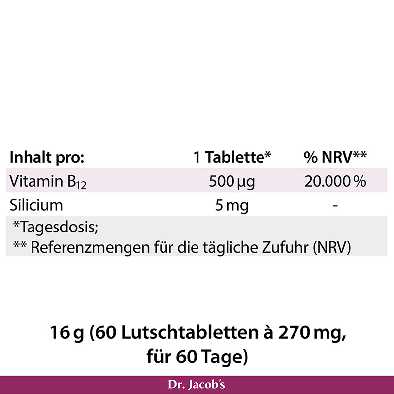 Dr. Jacob's Vitamin B12 Methylcobalamin hochdosiert vegan