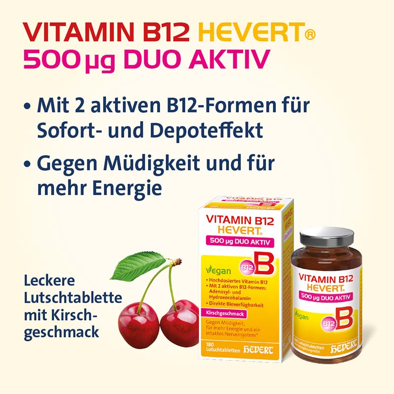 VITAMIN B12 HEVERT 500 MIKROGRAMM DUO AKTIV 180 St Lutschtabletten