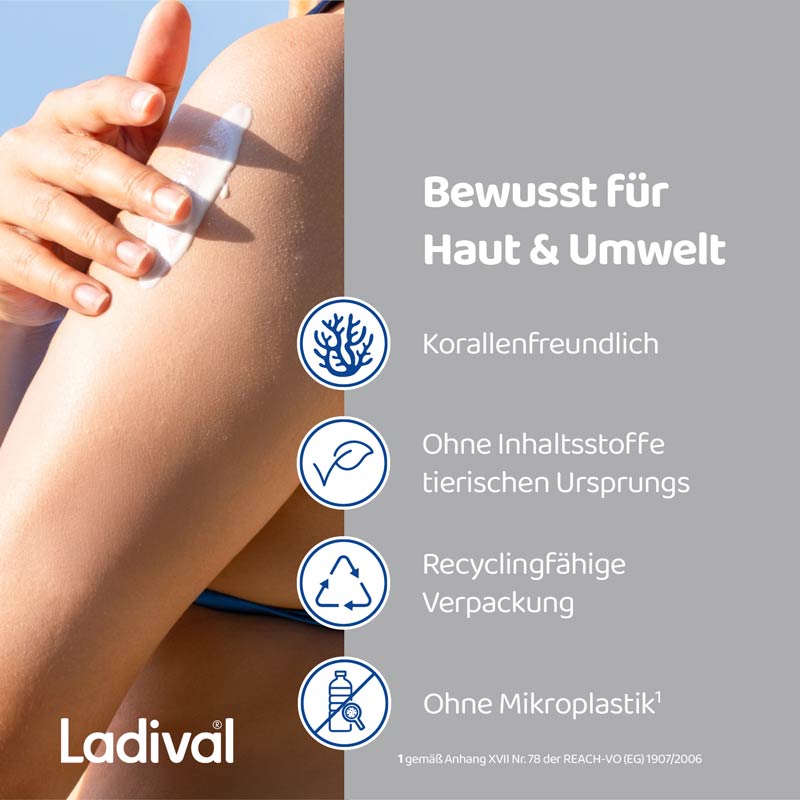 Ladival Trockene Haut Sonnenschutz-Spray LSF 30: Sonnencreme bei Neigung zu Neurodermitis, Psoriasis & bei trockener Haut, beruhigend und pflegend mit Hyaluronsäure, mit 4-fach Zellschutz, wasserfest, 150ml