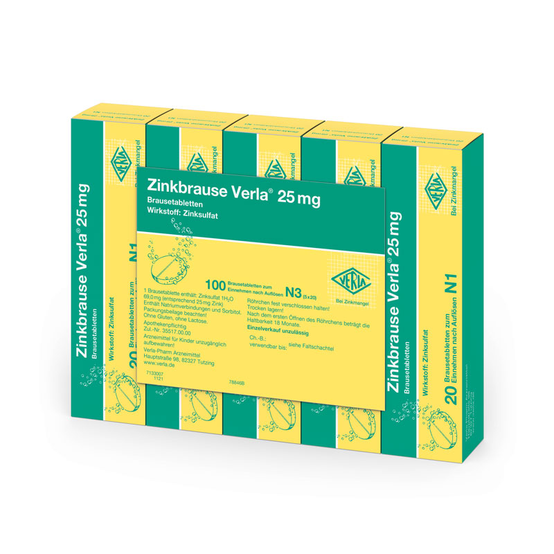 Zinkbrause Verla 25 mg 100 St Brausetabletten