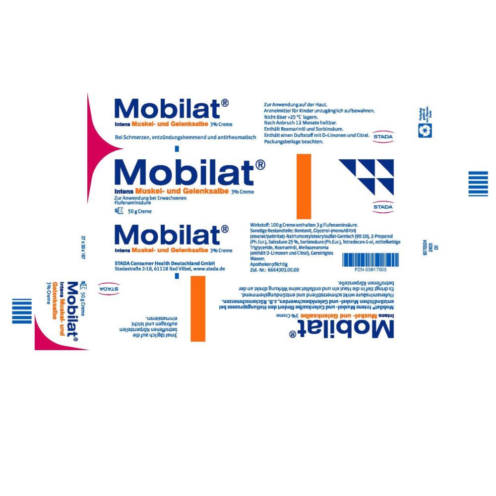 Mobilat Intens Muskel- und Gelenksalbe 3% 50 g Creme