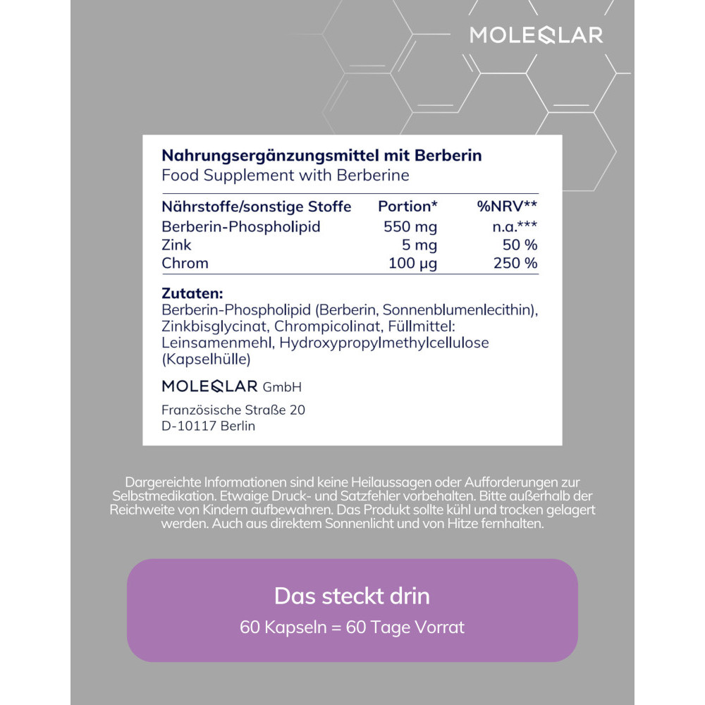 MOLEQLAR BERBERSOME BERBERINE-MINERAL-COMPLEX 60 St Kapseln