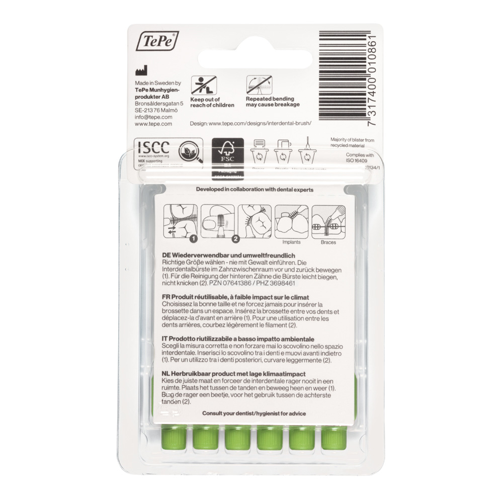 TEPE Interdentalbürste 0,8mm grün 6 St Zahnbürste