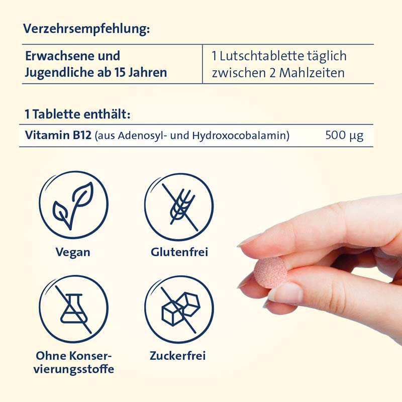 VITAMIN B12 HEVERT 500 MIKROGRAMM DUO AKTIV 180 St Lutschtabletten