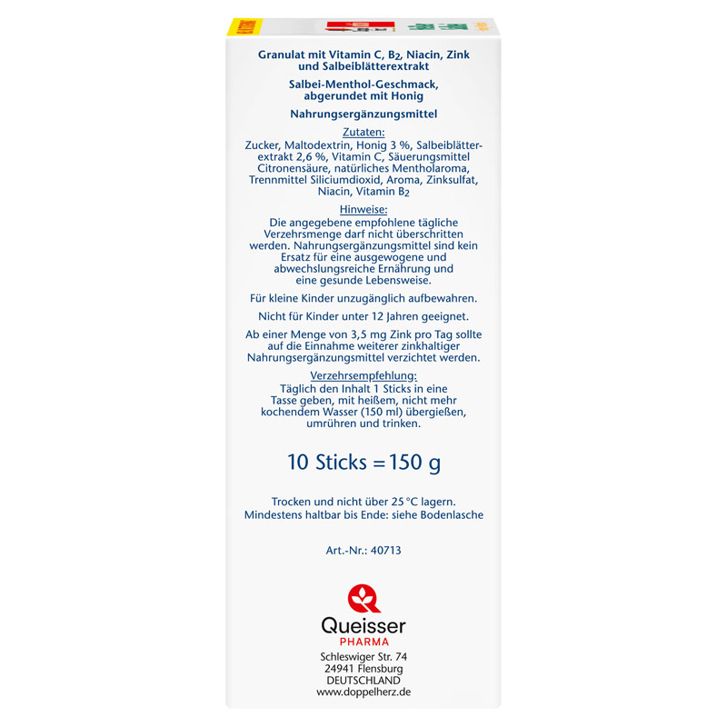 Doppelherz aktiv Heißer Salbei + Honig + Menthol  10 St Granulat