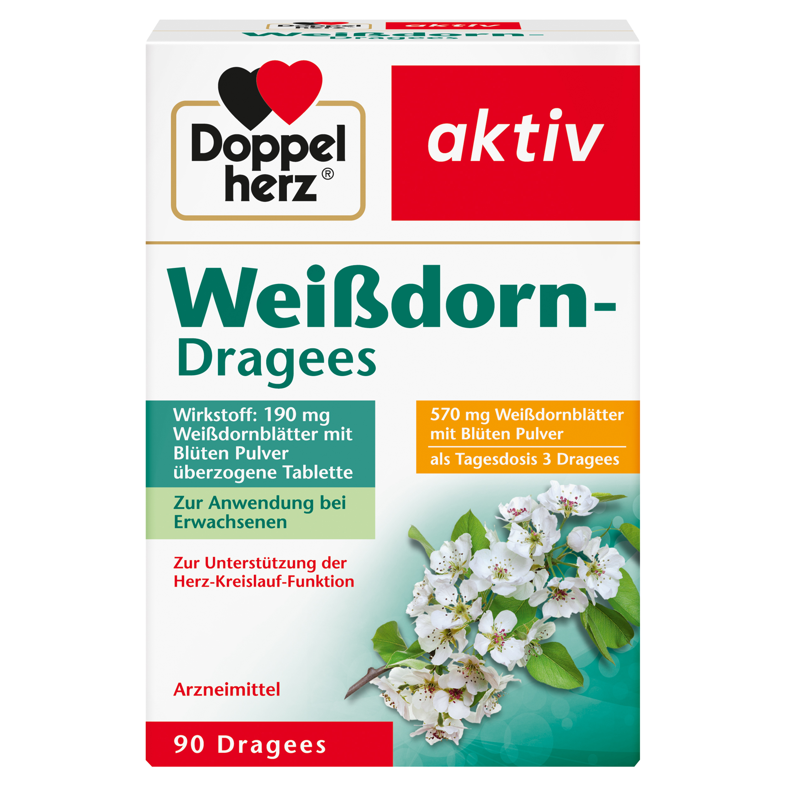 Doppelherz aktiv Weißdorn-Dragees 90 St Überzogene Tabletten