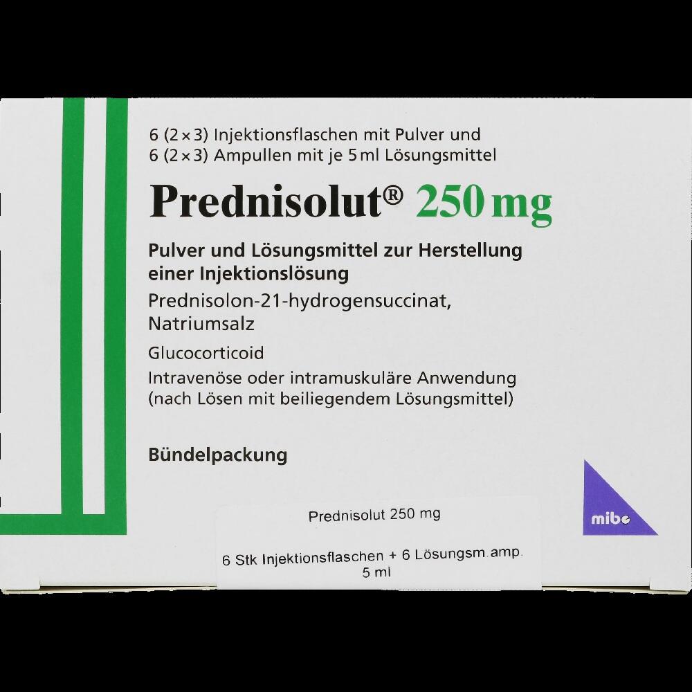 PREDNISOLUT 250 mg Plv.u.Lsm.z.H.e.Injektionslsg. 6 St Pulver u. Lösungsmittel zur Herstellung einer Injektionslsg.