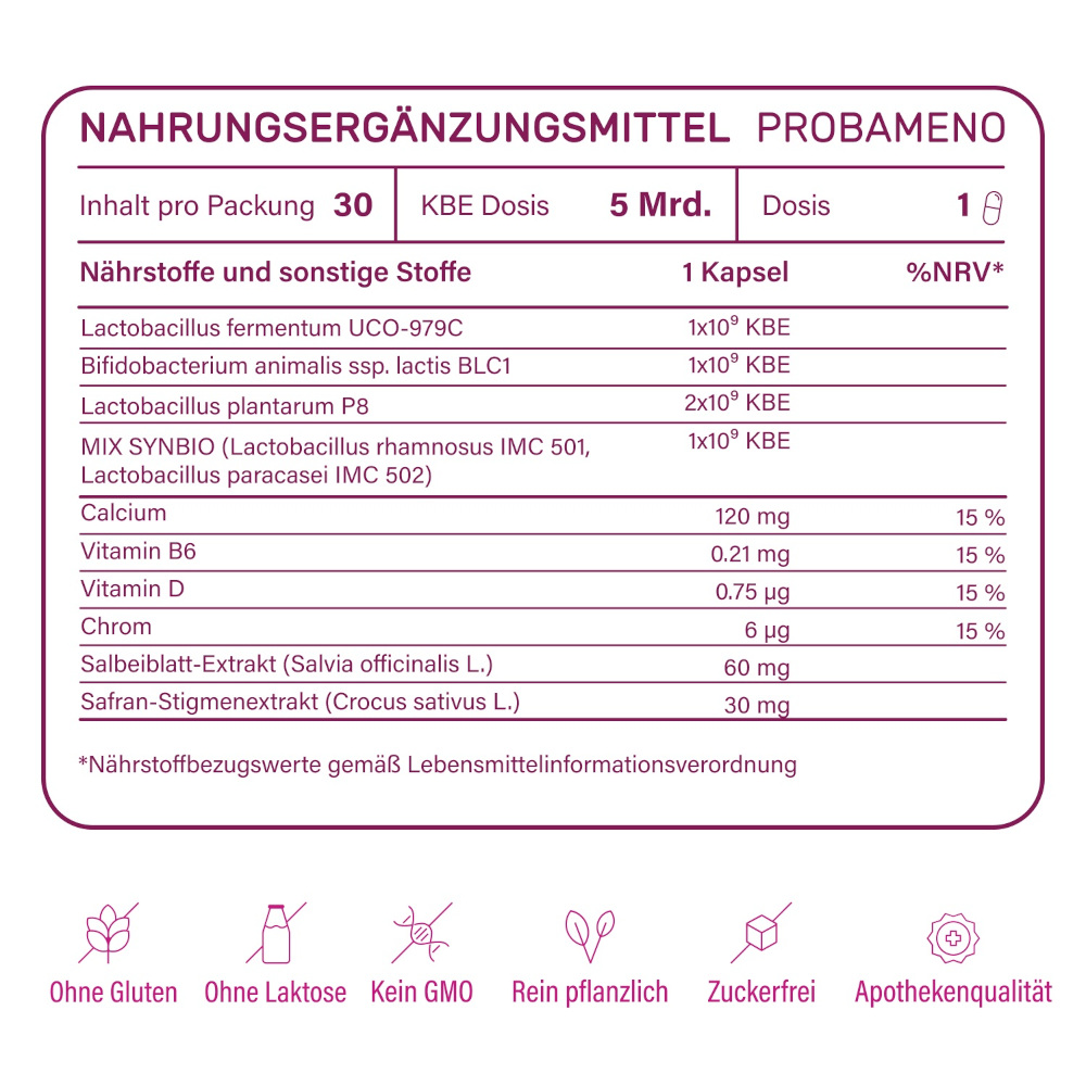 Nupure Probameno Wechseljahre PRO 30 St 30 St Kapseln magensaftresistent