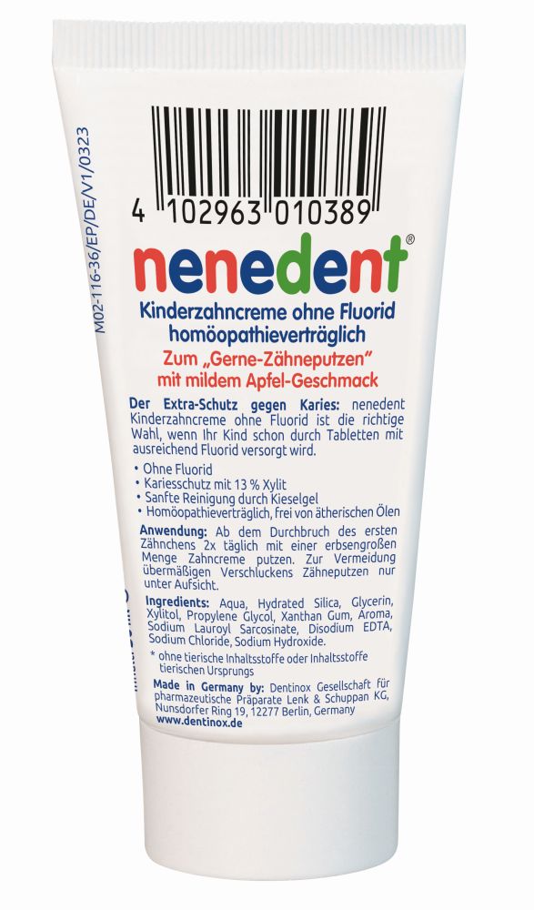 NENEDENT Kinderzahncreme ohne Fluorid 50 ml Zahncreme