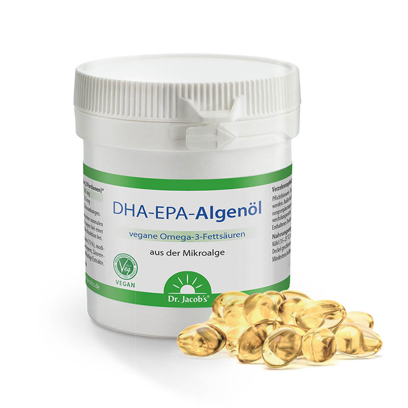 Dr. Jacob's DHA-EPA-Algenöl Kapseln Omega-3-Fettsäuren vegan