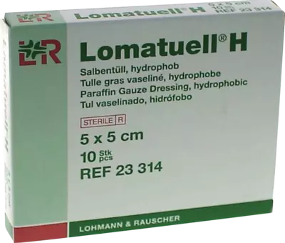 LOMATUELL H Salbentüll 5x5 cm steril 10 St Verband