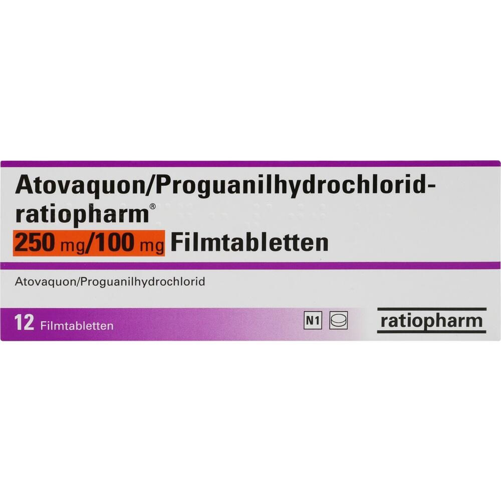 ATOVAQUON/Proguanil-HCl ratiopharm 250/100mg FTA 12 St Filmtabletten