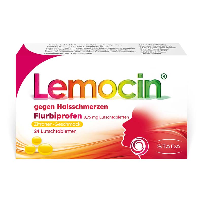 Lemocin gegen Halsschmerzen Flurbiprofen 24 St Lutschtabletten
