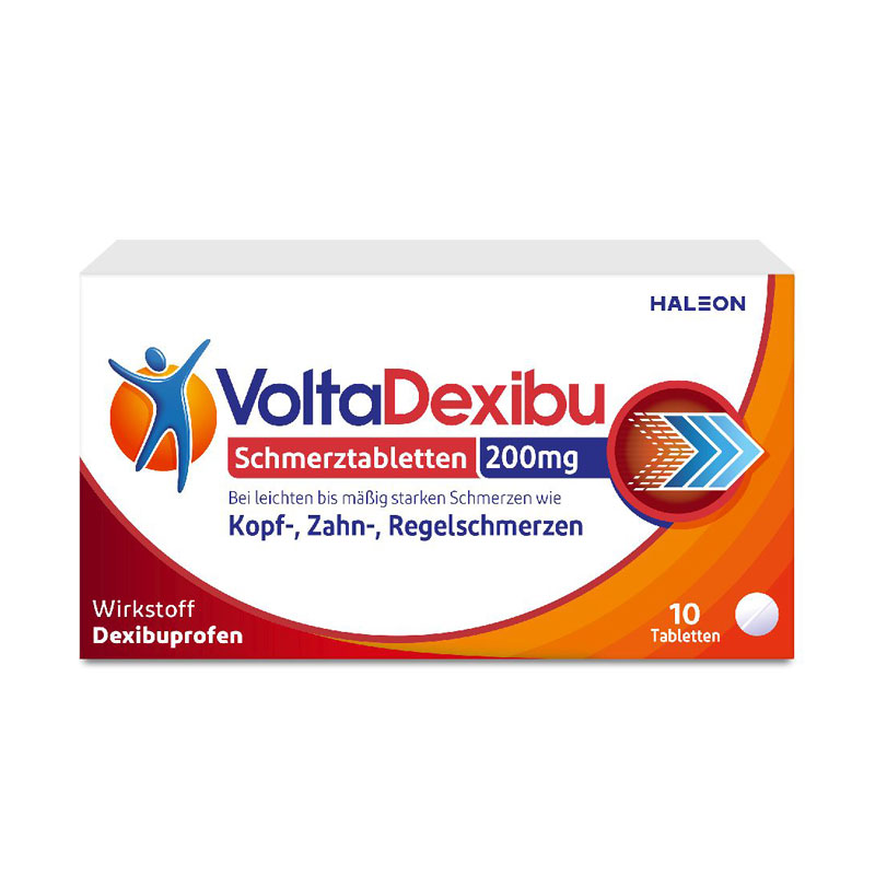 VoltaDexibu Schmerztabletten, Dexibuprofen 200 mg, Schnelle & Effektive Schmerzlinderung bei Kopfschmerzen, Zahnschmerzen, Regelschmerzen 10 St Filmtabletten
