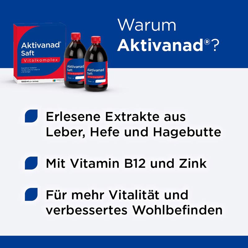 Aktivanad Saft 1000ml bei Erschöpfung wegen Vitamin-B Mangel 2X500 ml Saft