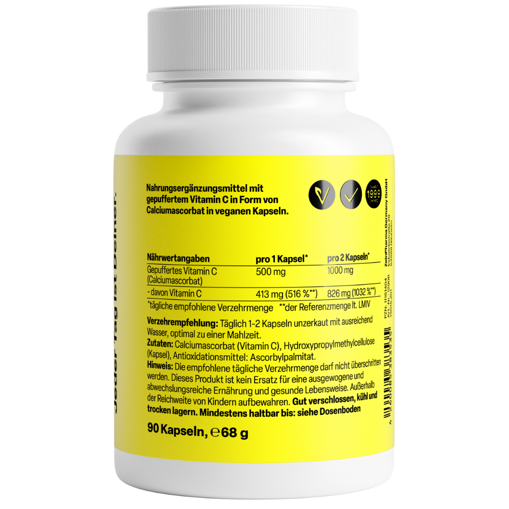 Zein PHARMA Gepuffertes Vitamin C 500mg 90 St Kapseln