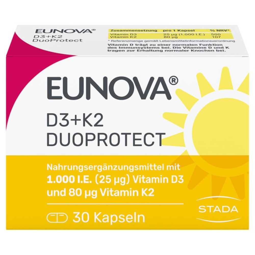 EUNOVA DuoProtect D3+K2 1000 I.E. 30 St Kapseln