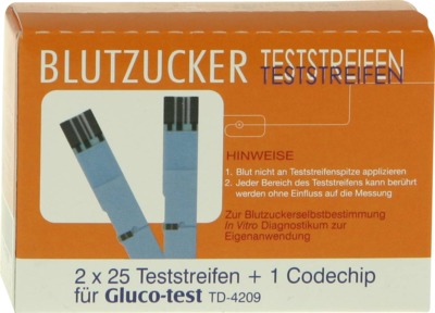 GLUCO TEST Blutzuckerteststreifen 50 St Teststreifen