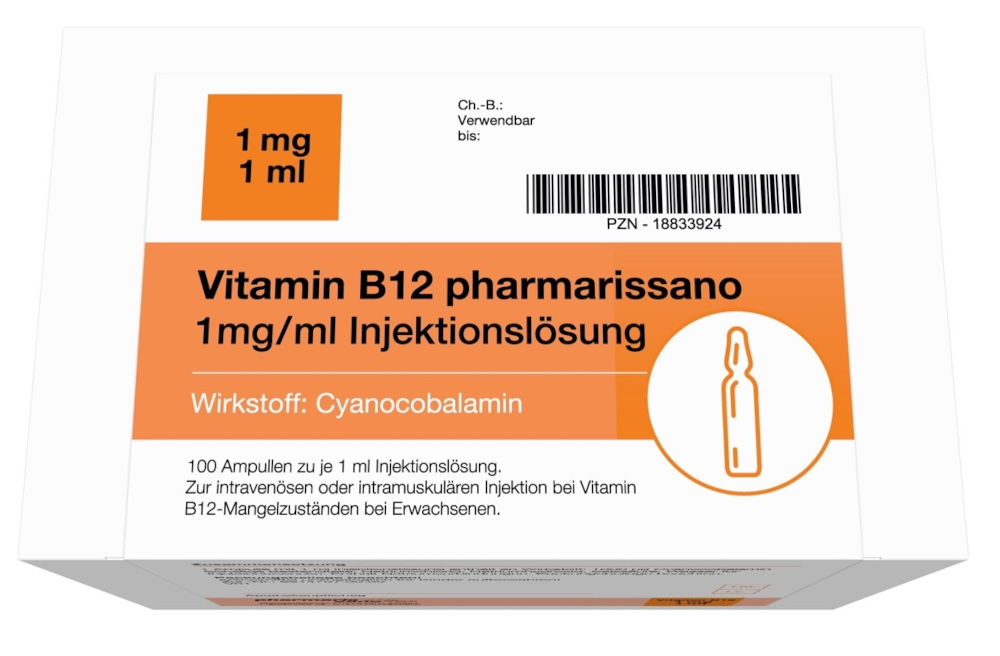 Vitamin B12 pharmarissano 1 mg/ml Injektionslös. 100X1 ml Injektionslösung